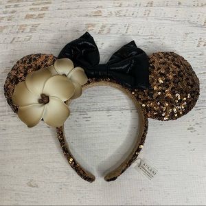 Authentic Disney Parks  - Aulani Minnie Ears - Copper Sequin Plumeria Frangipani